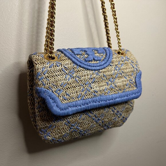 Tory Burch Fleming Soft Straw Shoulder Bag - Gold Chain, Good Condition - Picture 3 of 9